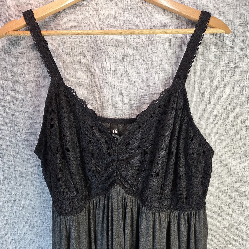 Torrid Black Babydoll Chemise Nightie Sleep Lace Bodice Adjustable Straps 3X